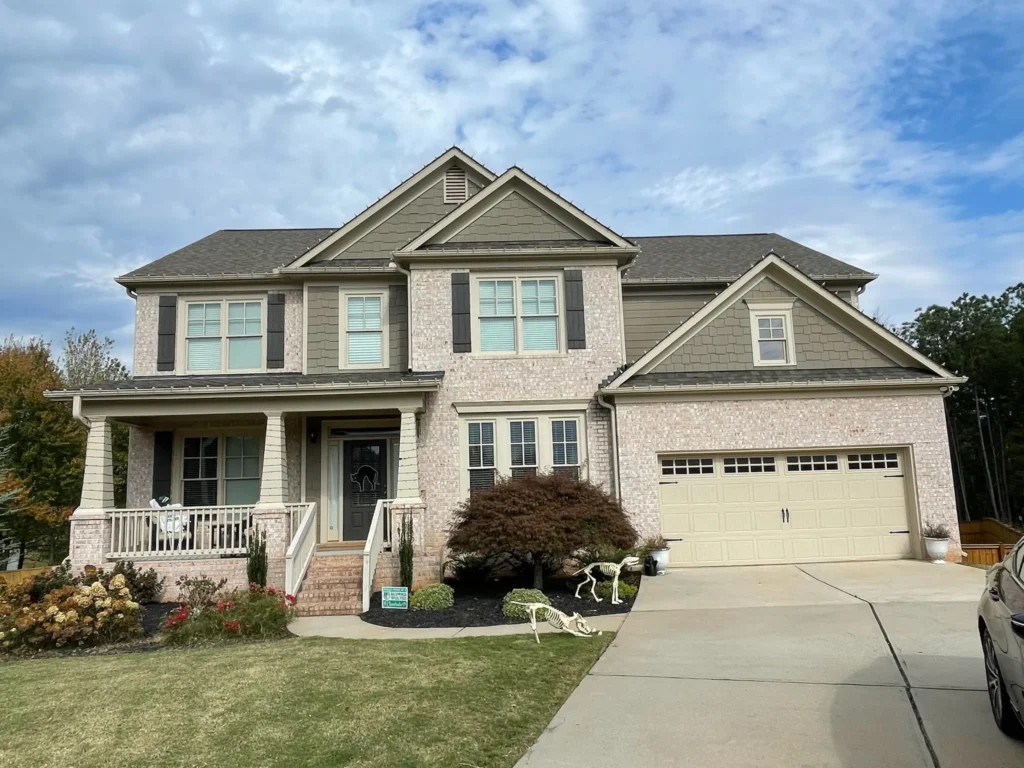 Residential home exterior suitable for a custom Christmas light installation plan in Alpharetta, GA